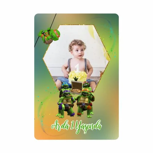 Ninja  Kaplumbağalar Temalı Doğum Günü Magneti